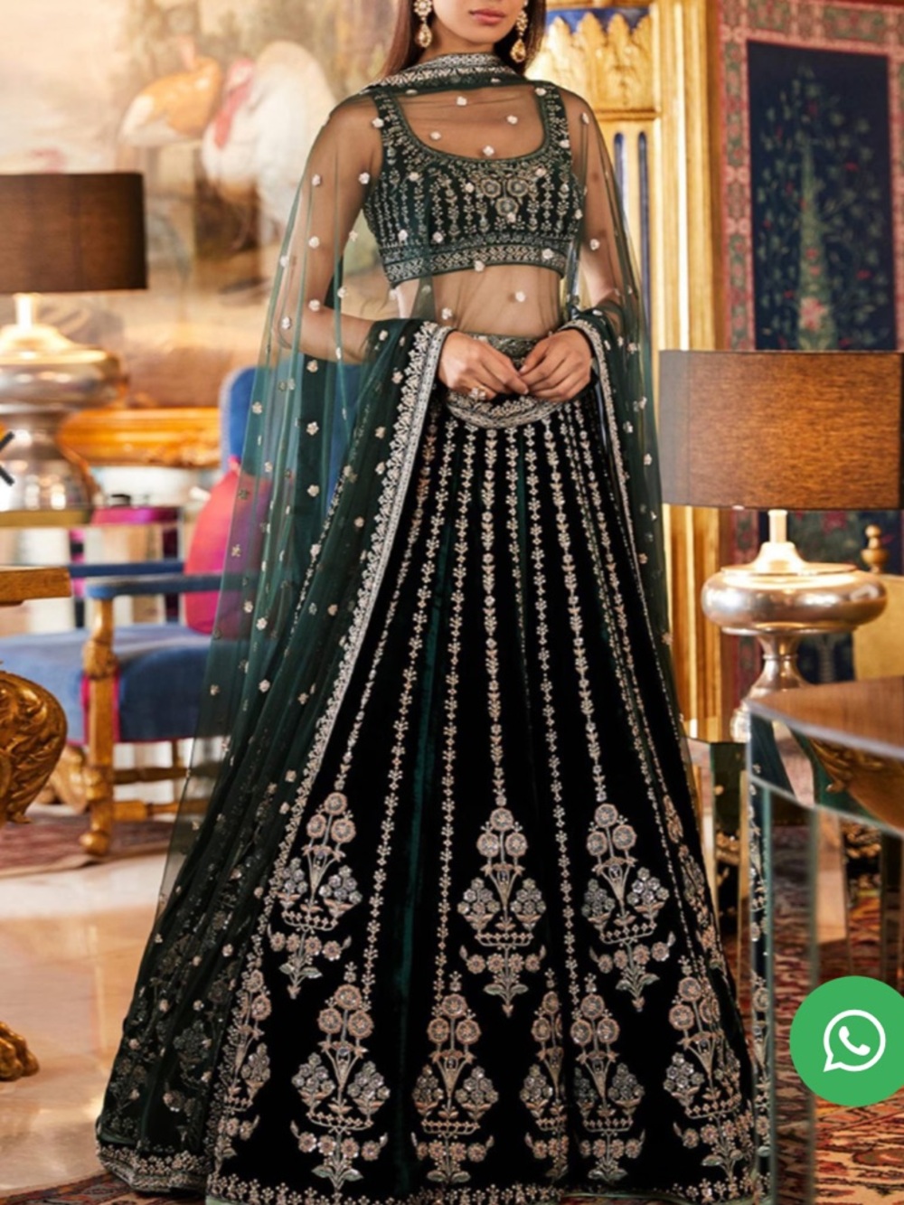 Forest Green Georgette Lehenga Set